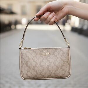 Kate Spade Tan flower Patterned handbag/ Wristlet